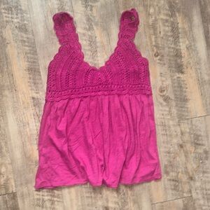 Lucky Brand Boho Crochet Magenta Tank Top Size XS/S